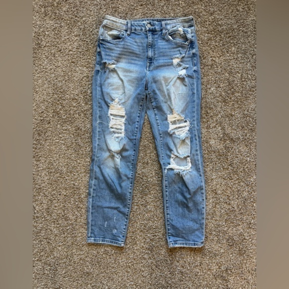 Willow and root high rise mom fit distressed jeans